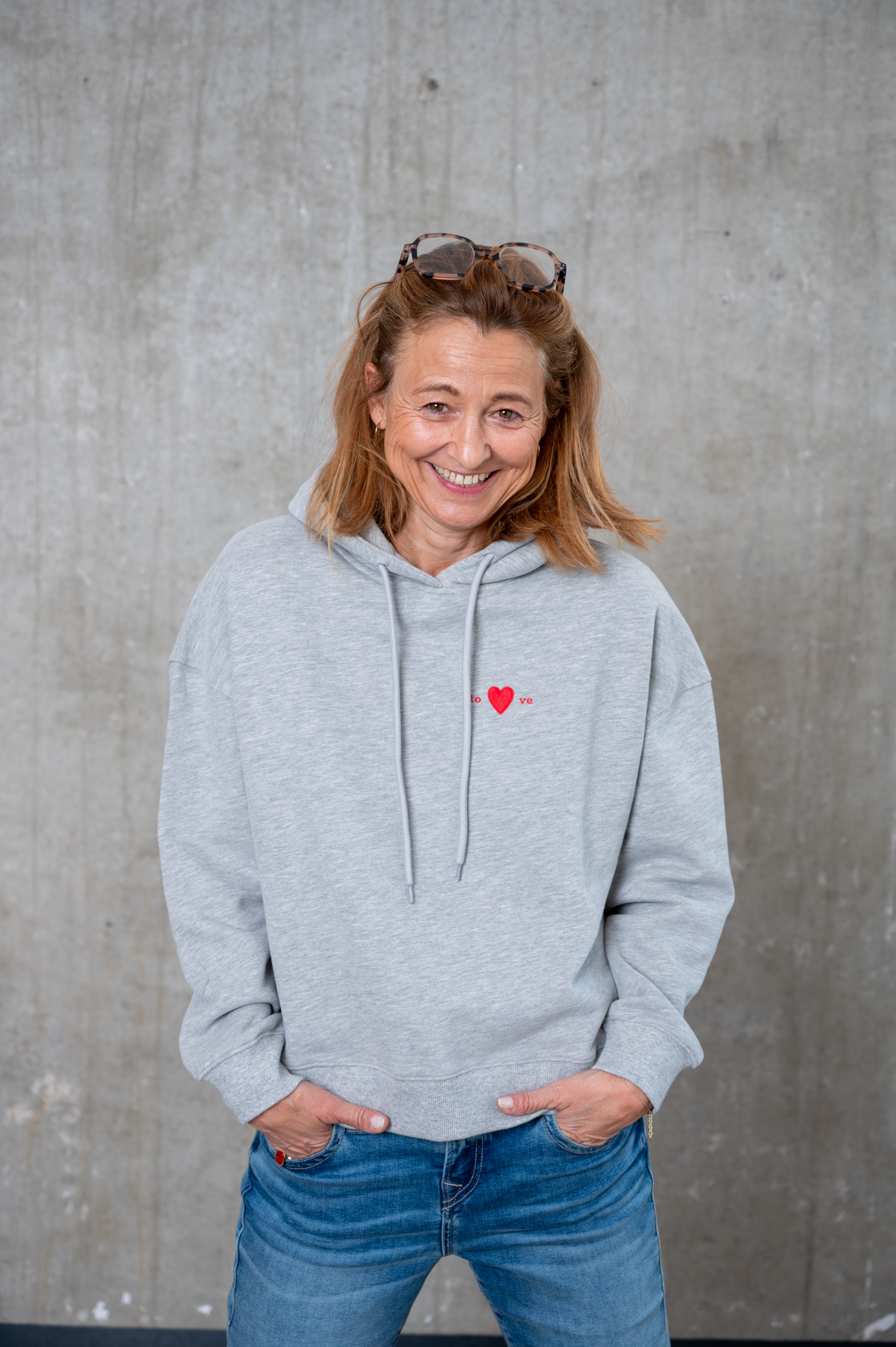 LOVE FUTURE Hoodie blau & grau