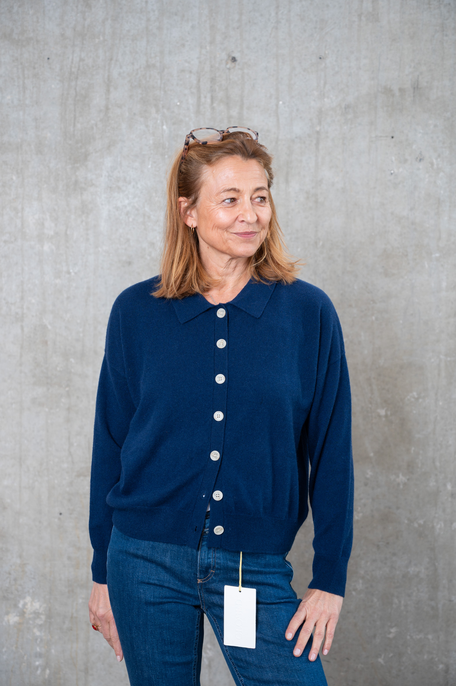 ABSOLUT CASHMERE CARDIGAN MAJURA navy&ivory