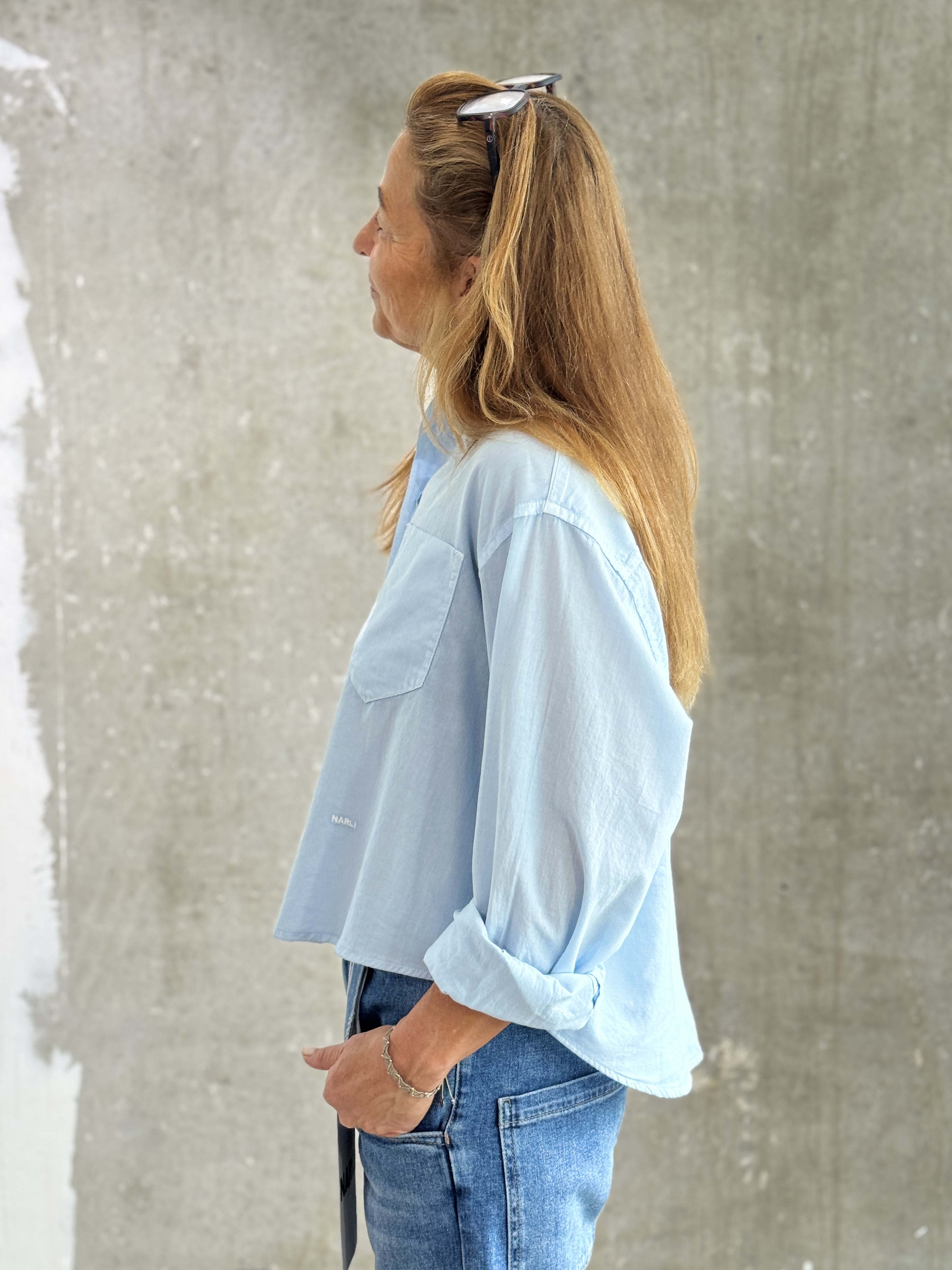 NARLI Bluse  sky & lipstick