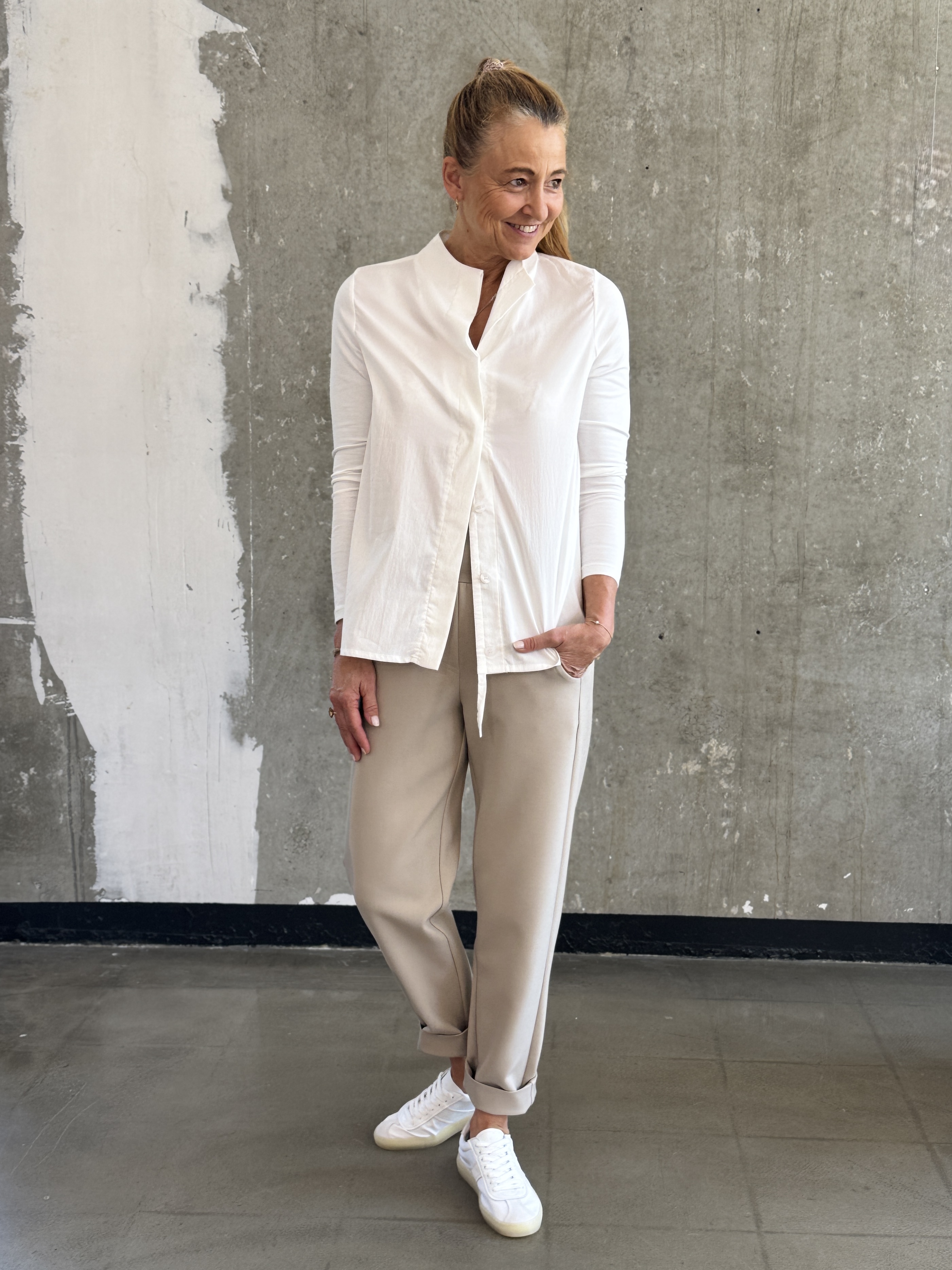 ANIA SCHIERHOLT Bluse 3337/42 white & muschel 