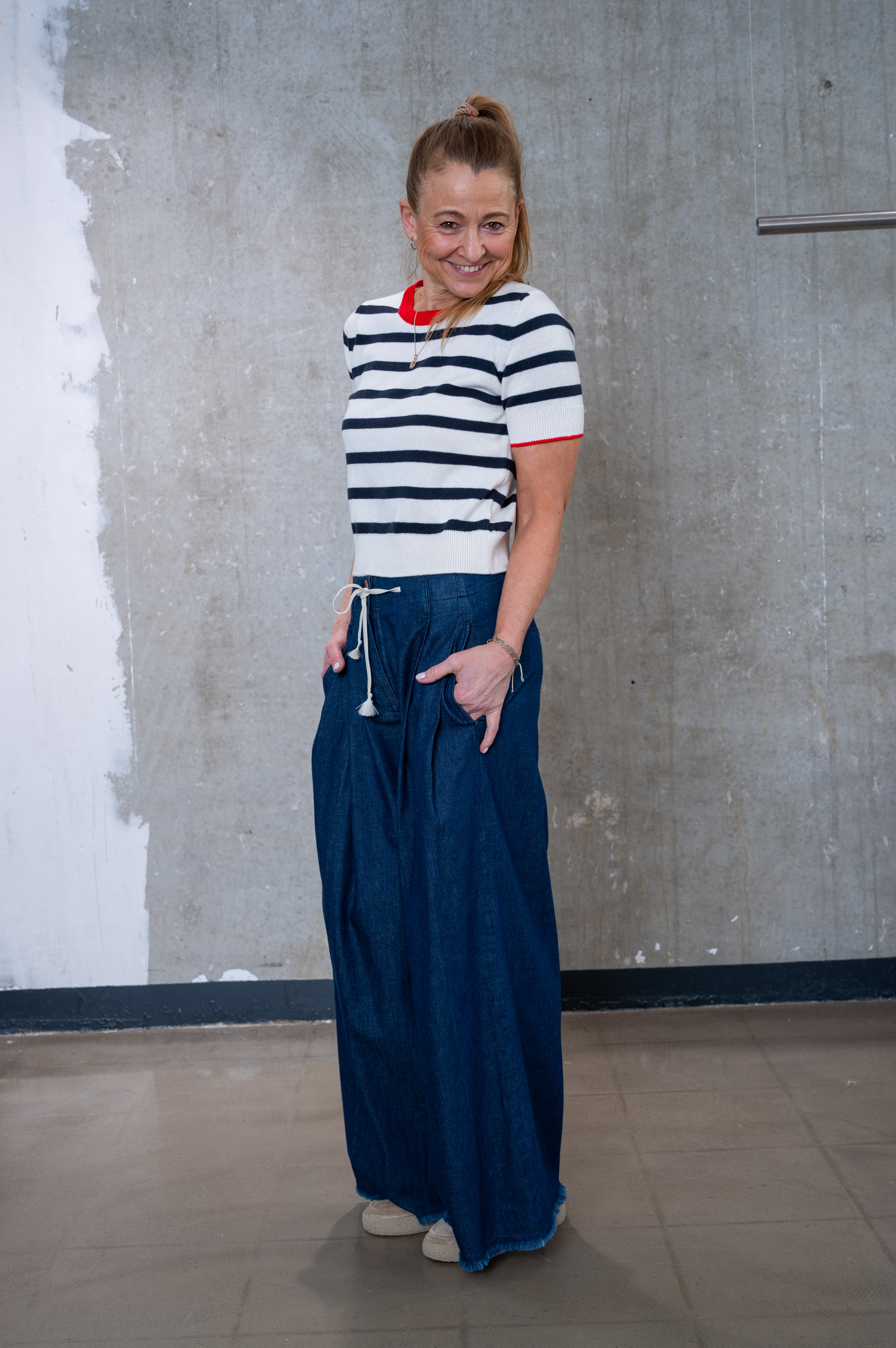 HANDMADE Pullover ringel blau/rot