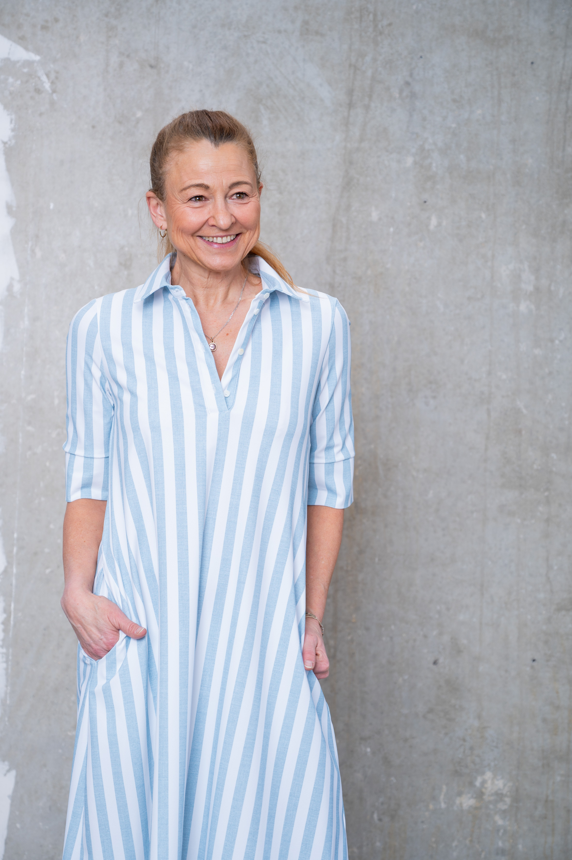 FLOER Polokleid gestreift