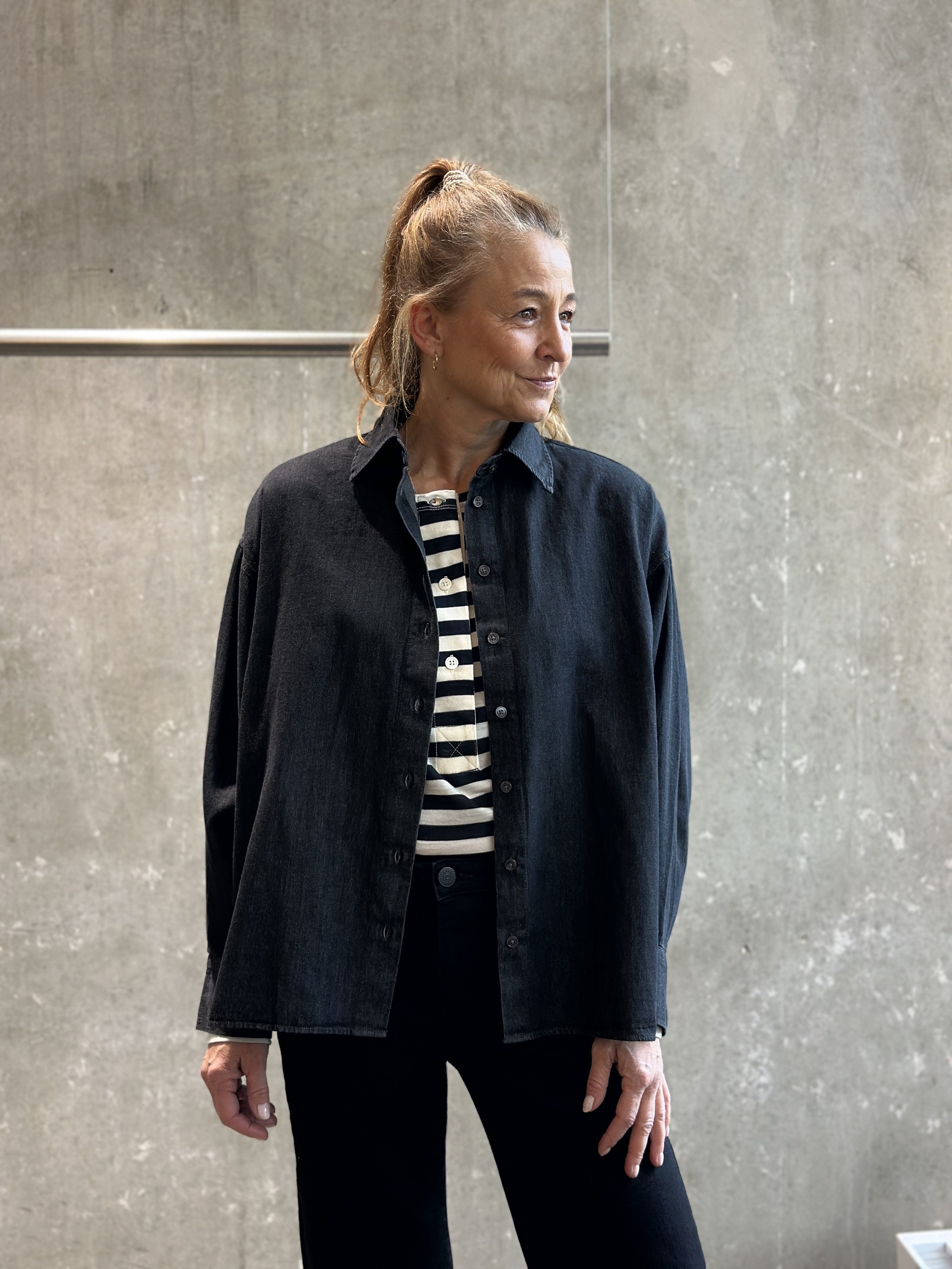 CLOSED Denim Bluse mid grey