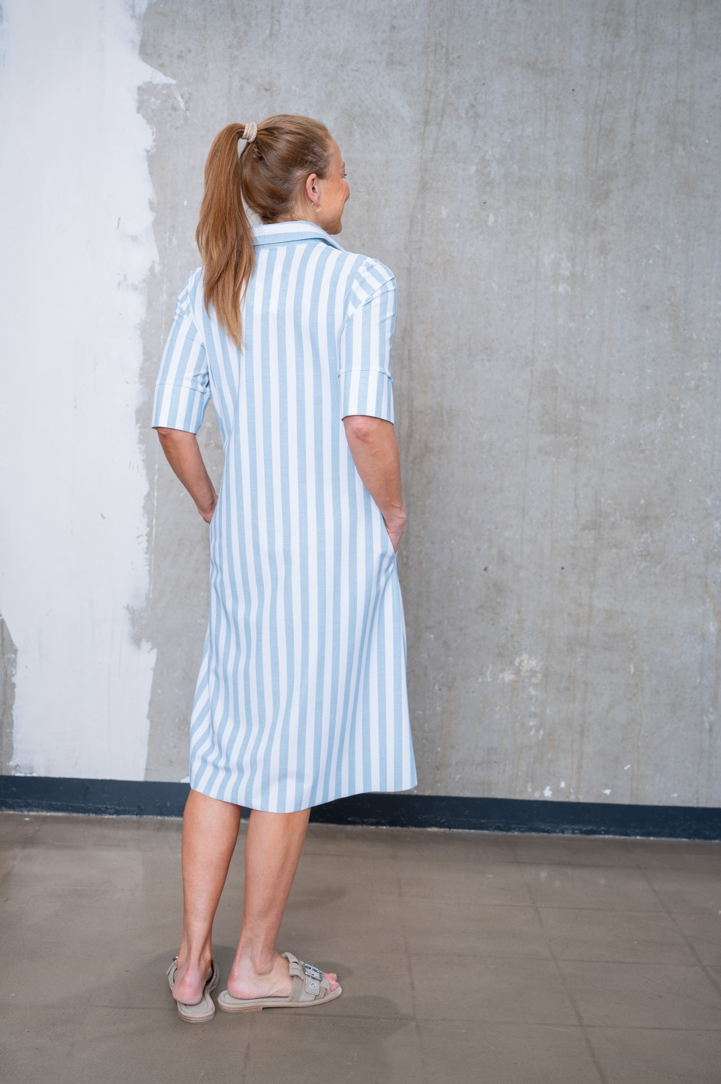 FLOER Polokleid gestreift